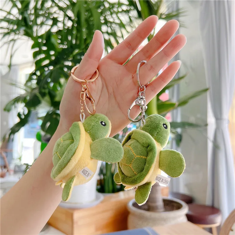

10pcs Small Turtle Doll Pendant Plush Toy Key Rings Popular Cute Tortoise Stuffed Toy Gift Doll Bag Keychains
