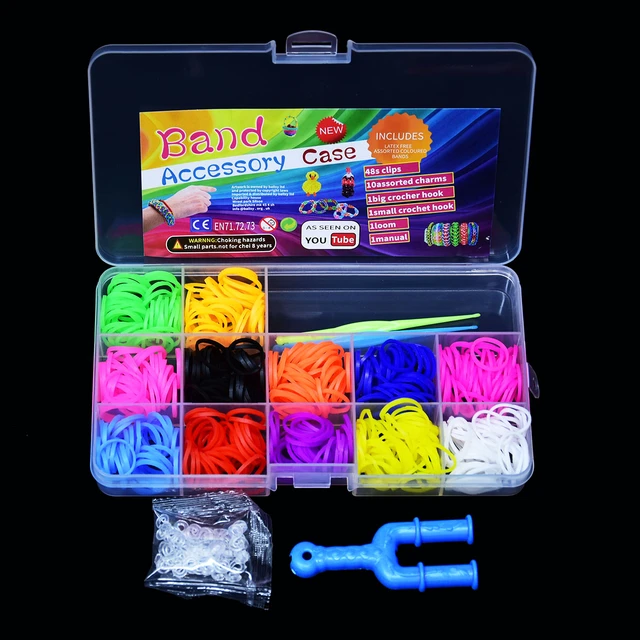 Rainbow Loom Kits Rubber Bands  Elastic Rubber Loom Bands Set Box - Rubber  Bands - Aliexpress