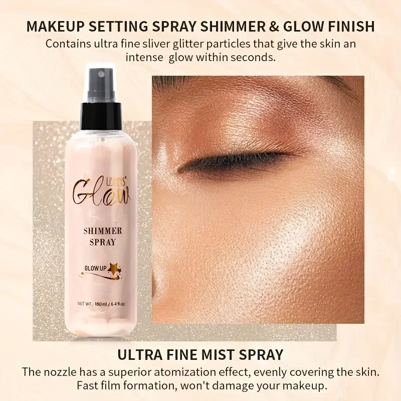 Glitter Liquid Highlighting Spray, Glitter Body Glitter Hair Clothes Glow Powder, Holiday Party Long Lasting Holographic Powder 2