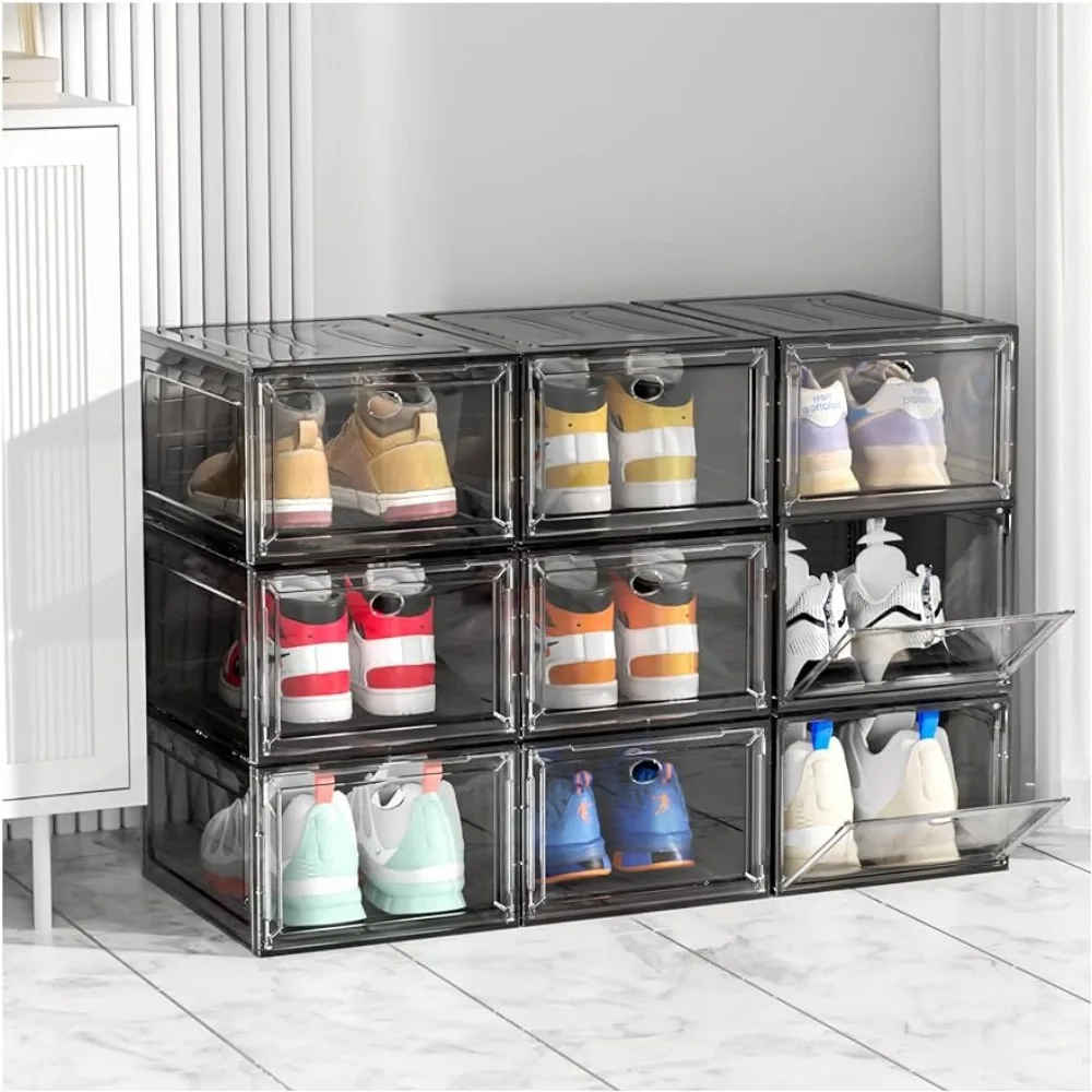 

ARSTPEOE 9 Pack Shoe Organizer, Upgrade Harder Solid Plastic Shoe Storage, Sneaker Storage, Shoe Organizer for Closet