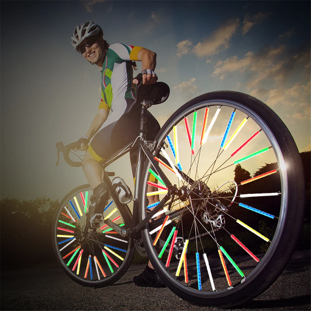 12PCS/Bag Bicycle Wheel Spokes Reflective Sticker Tube Strip Warning Light DIY 7.5cm MTB Cycling Reflector Reflective Safety Kit