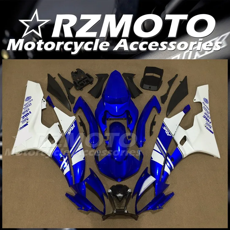 

4 подарка, новинка, комплект обтекателей из АБС-пластика для мотоцикла и велосипеда, подходит для YAMAHA YZF- R6 2006 2007 06 07, кузов белого и синего цвета на заказ
