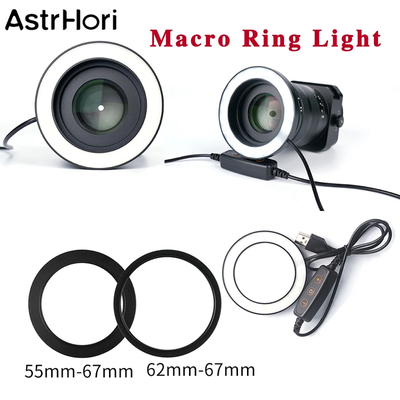 

AstrHori Macro LED Ring Flash Bundle with 7 Adapter light Ring for Canon Nikon Pentax Olympus Panasonic DSLR Camera Flash