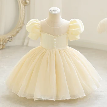 Baby Girls 1st Birthday Baptism Beading Dress For Girls Princess Luxury Costumes Kids Party Clothes Toddler Dresses 1