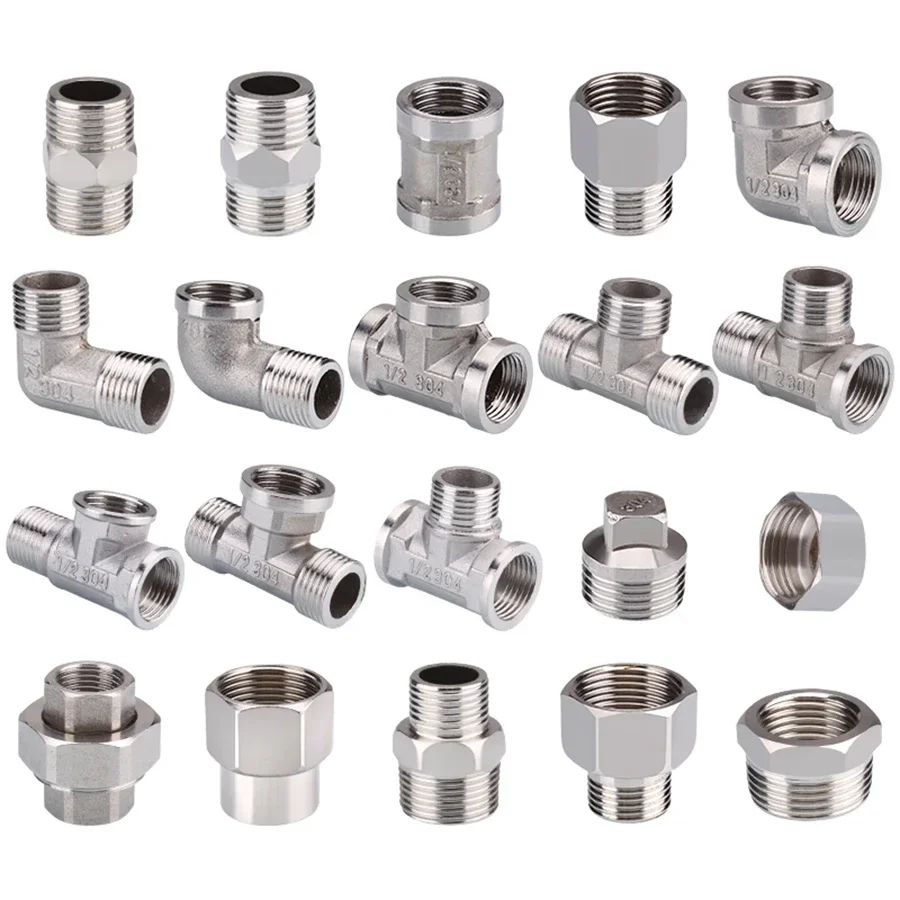 Pipe Fitting Water Pipe Fitting Hose Pipe Fitting Tee Adapter 1/2" 3/4" BSP Female Male Thread Tee Type Reducing Stainless steel Elbow Butt joint adapter Adapter Coupler Plumbing fittings