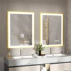 LUVODI Illuminated Bathroom Mirror Gold Frame Wall Mounted Bathroom Vanity Mirror with LED Lights 3 Color Dimming Defog 4