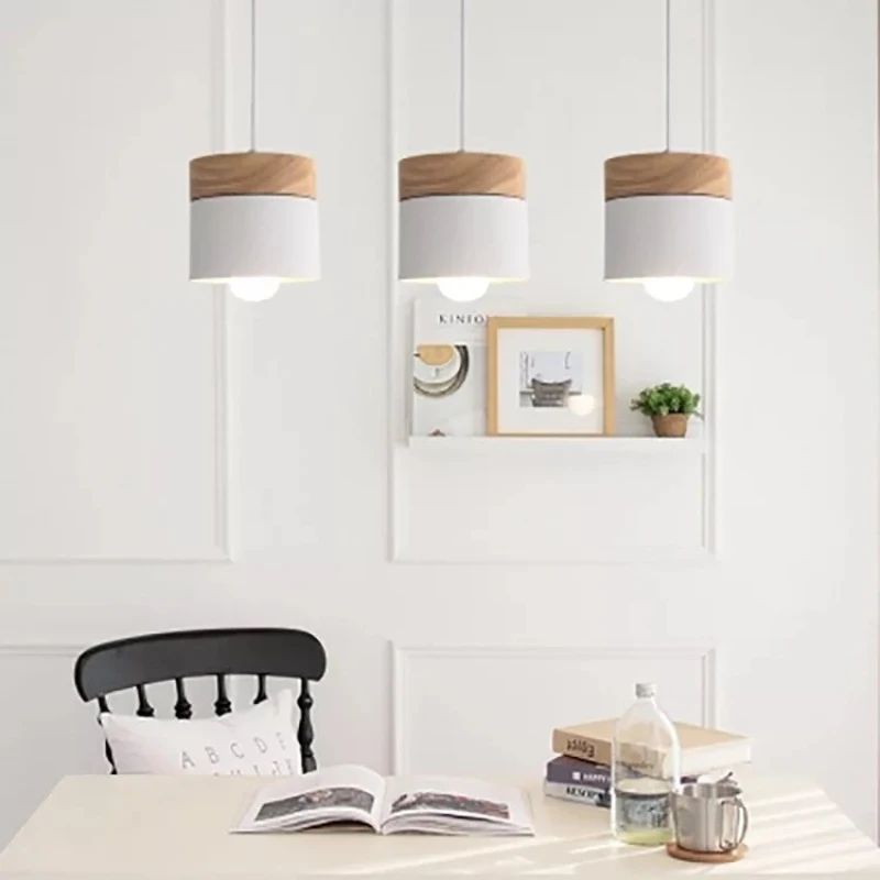 Pendant Lights Wood Iron E27 for Living Room Bedroom