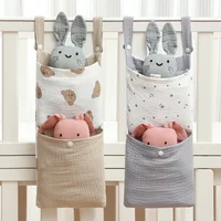 Sacs de rangement suspendus pour lit de bébé, organisateur de berceau en coton pour nouveau-né, poche à couches pour jouets, ensemble de literie, accessoires, sacs de magasin de couches 6