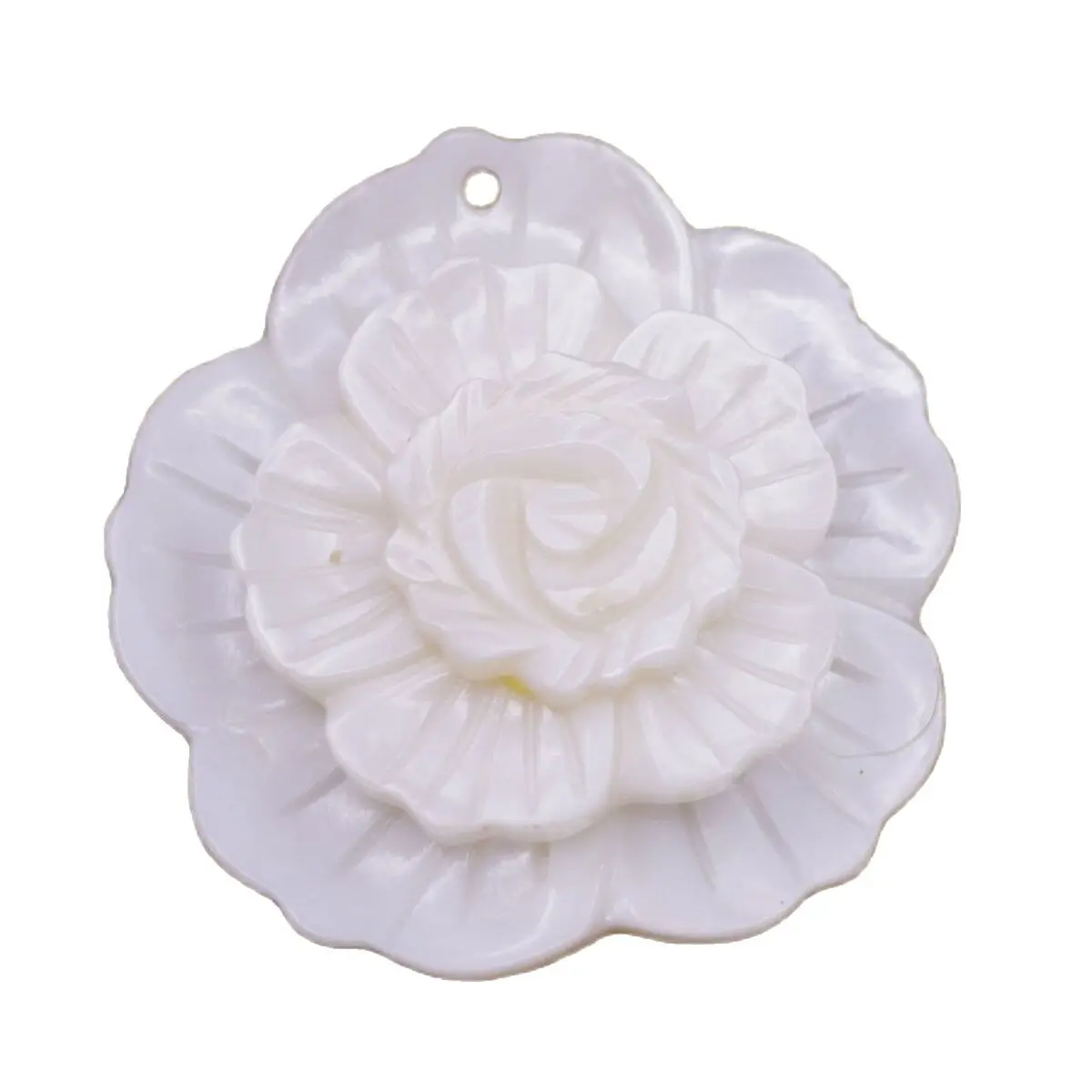

New Fashion 45mm 1.77" Shell Flower Pendant Carved Natural White Mother of Pearl