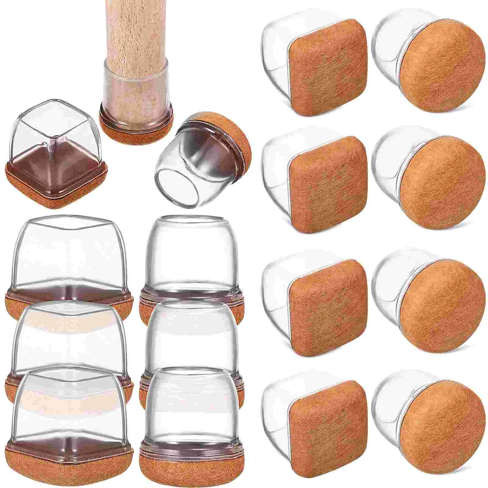 

16Pcs Chair Leg Protectors Square Round Stool Leg Protector Caps Furniture Sliders for Chair Legs