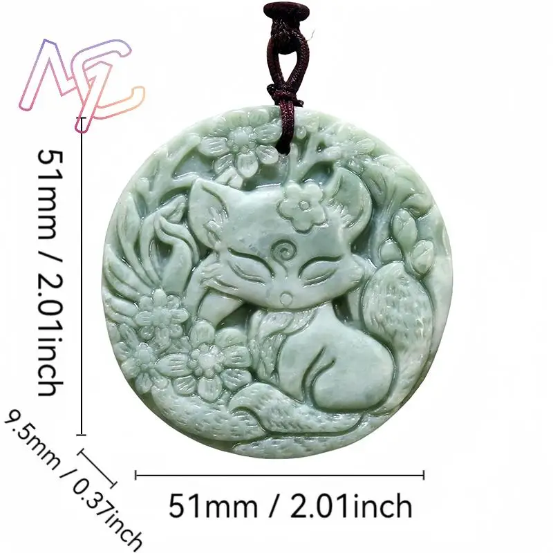 Natural Real Jade Fox Pendant Necklace Gemstones Accessories Luxury Carved Jewelry Vintage Stone Talismans Designer Gift