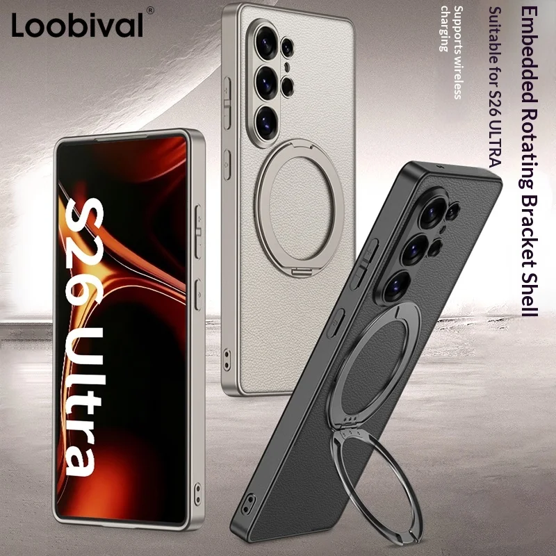 Rotating Magnetic Stand Phone Case with Soft Bumper PU Leather Shockproof Cover