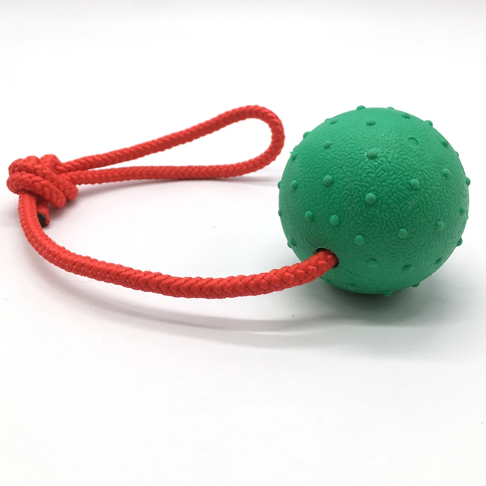 Rubber Ball with Rope Pet Teeth Indestructible Bite Toy Funny Puppy Training Solid Balls Pets Dog Chew Molar Interactive Toys 2