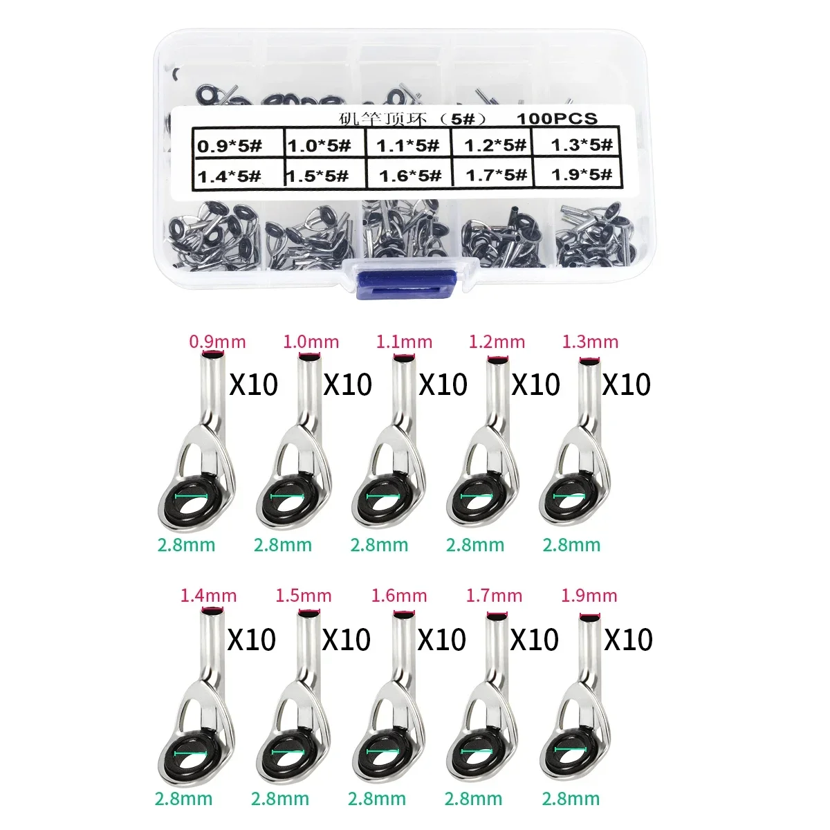 Fishing Rod Repair Kit with Mixed Size Guides and Tips