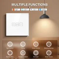 BSEED Wifi Dimmer Wall Light Switch 1/2/3Gang Smart Touch Switch Function Base Glass Front Panel DIY Parts Free Combination - Image 2