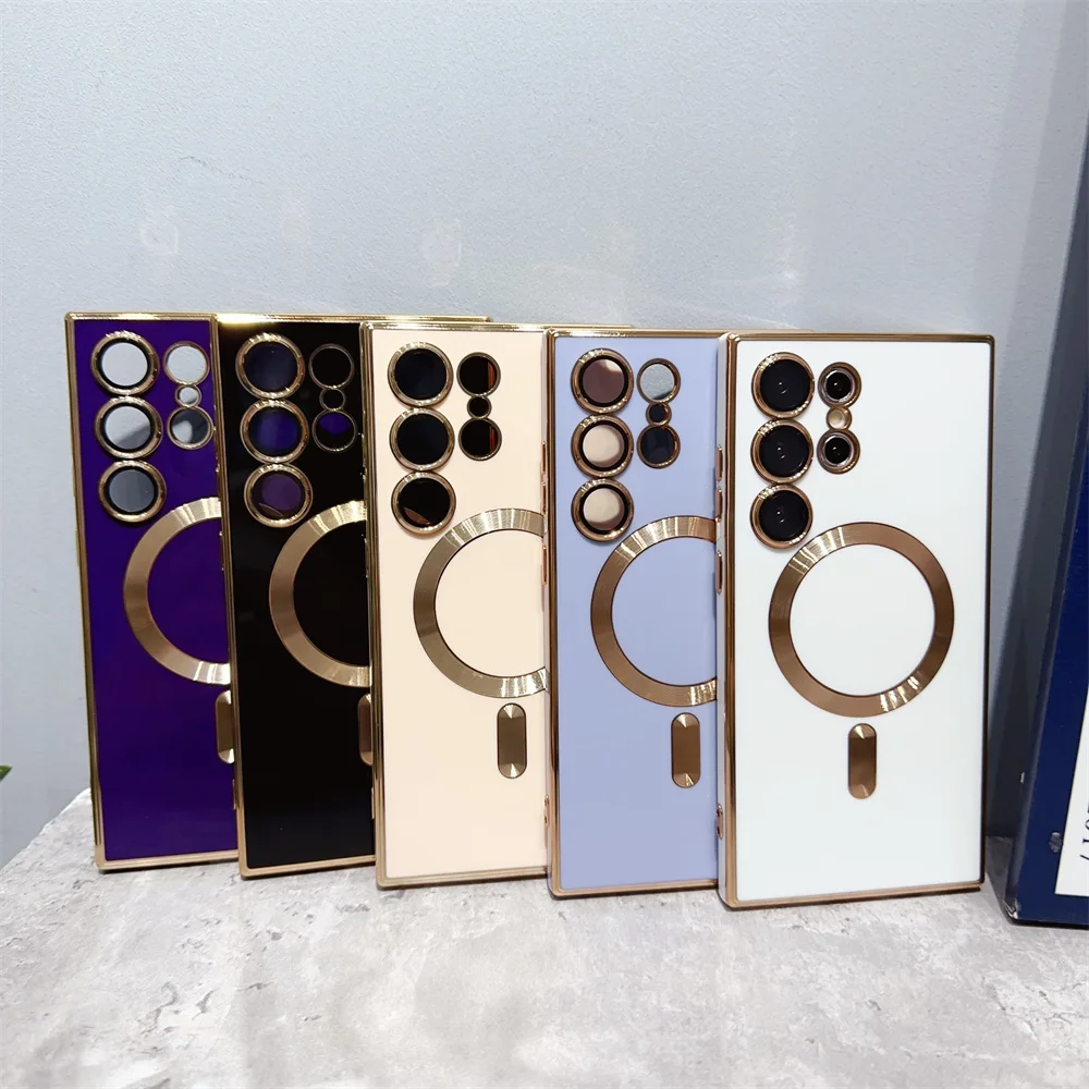 Luxury Magnetic Silicone Case with 6D Plating and Wireless Charging Compatibility