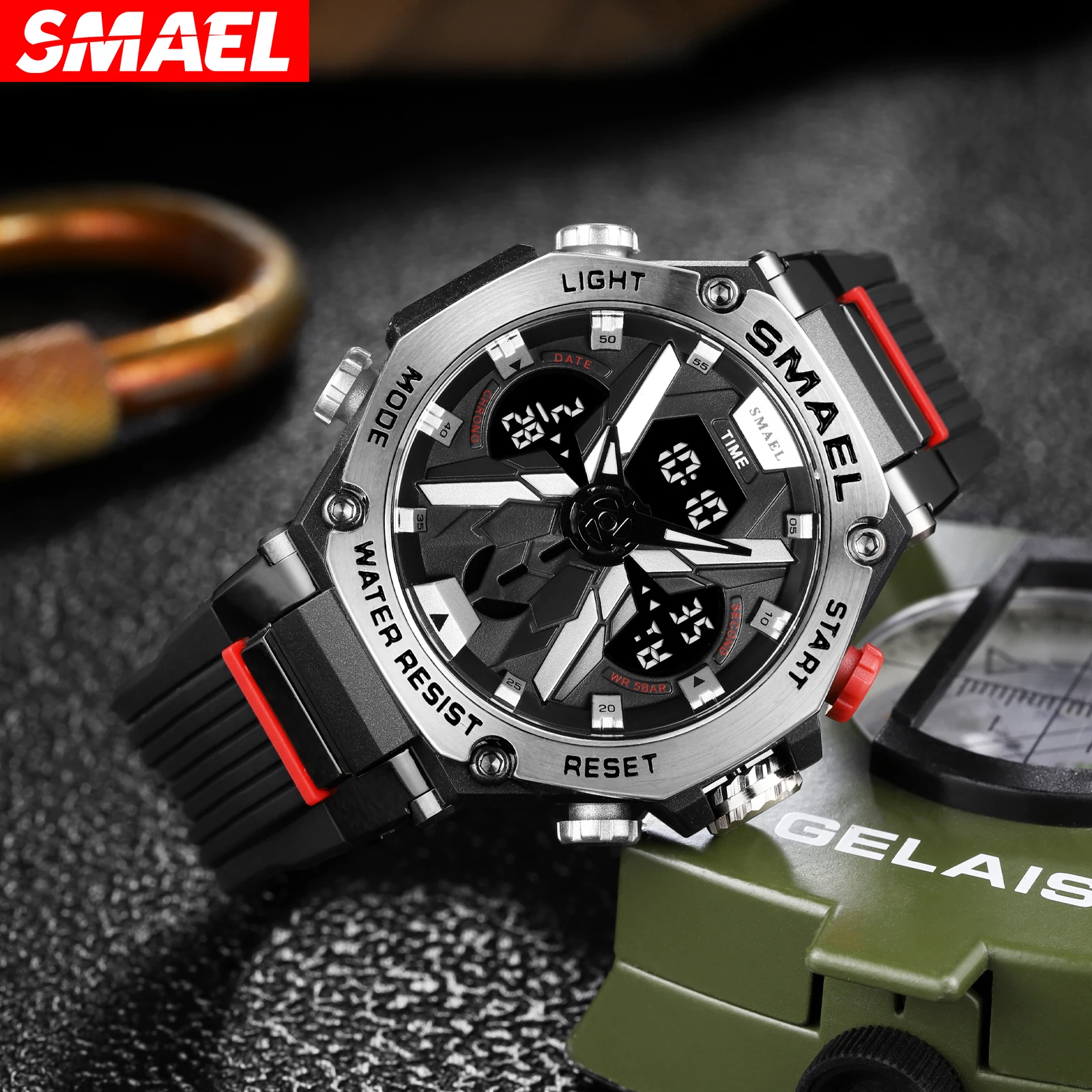 SMAEL 8087 alloy men's multifunctional sports waterproof electronic watch 3