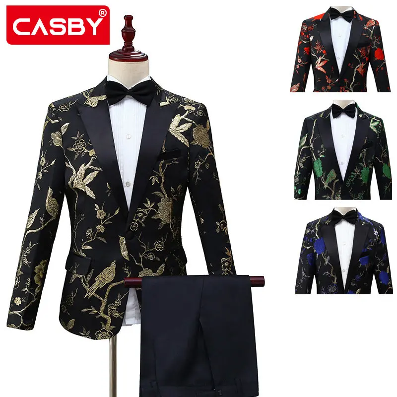 

Singer Wedding Suits For Men Blazer Boys Prom Mariage Fashion Slim Masculino Latest Coat Pant Designs Chorus Groom Clothes