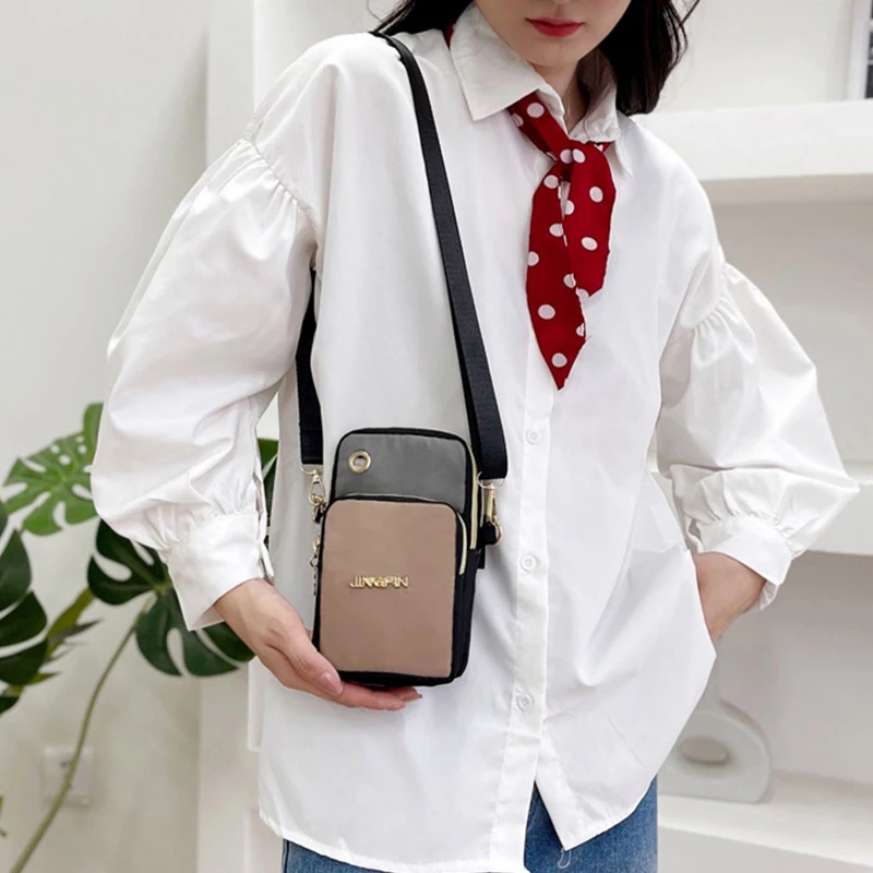 Zipper Phone Bag, Fashion Portable Nylon Coin Purse Versatile Small Shoulder Bag