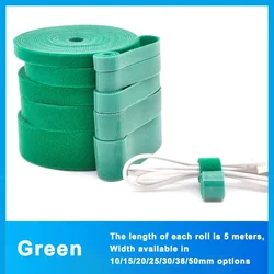 Versatile Double - Sided Hook & Loop Cable Organizer Straps - 5m/Roll, Adjustable and Self - Gripping - 15mm 5meters (Green)
