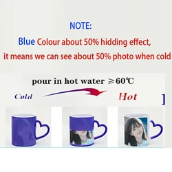 Custom Heat - Activated Color Changing Mug - Personalized Photo or Text Gift - 301 - 400ml (12 Blue heart)