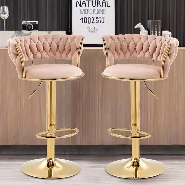 Set of 2 Iron Bar Bar Stool Light Luxury Bar Back Chair Bars Chair Can Rotate and Lift Home Bars High Stool Kitchen Bars Stools 2
