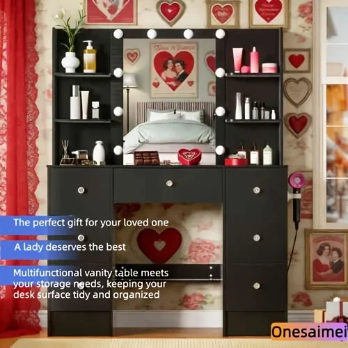 (Festive Gift) Brand-new bedroom dressing table with vanity mirror featuring three colour modes and adjustable brightness