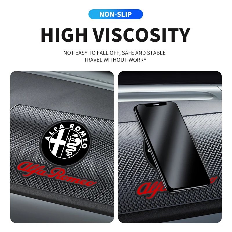 Car Silicone Non-Slip Mat Interior Console Emblem Badge Anti-Slip Pad For Alfa Romeo 147 159 156 Giulietta Giulia Mito Spider car non slip mat non slip mat car dashboard mat non slip dash mat silicone anti slip pad silicone anti skid pad