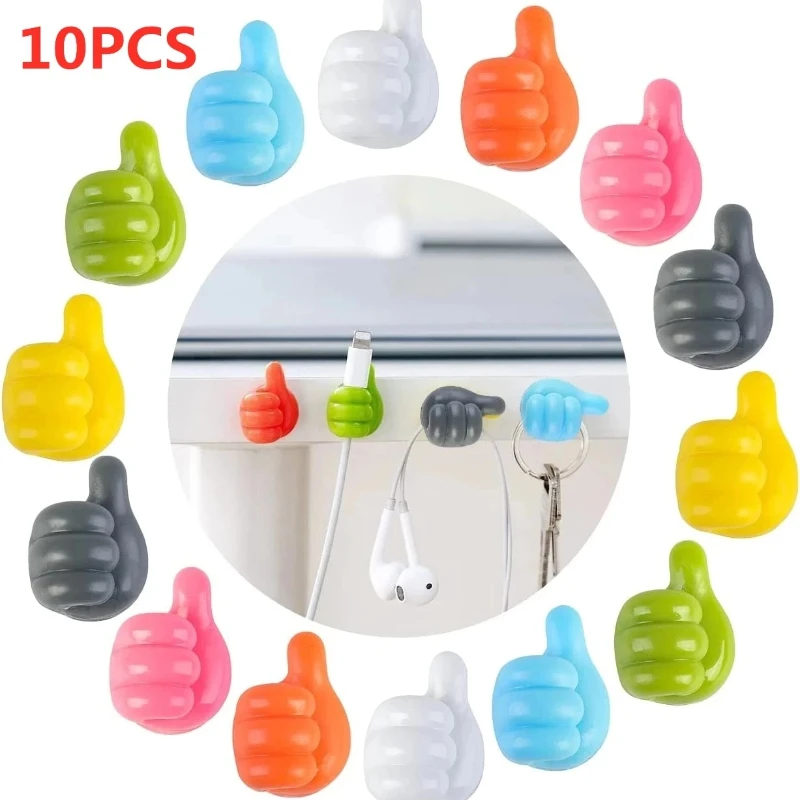 

10pcs Hand-shaped Rubber Holder Glasses Cable Power Cord Charging Line Self Adhesive Mini Hook Car Storag Organizer Gadget