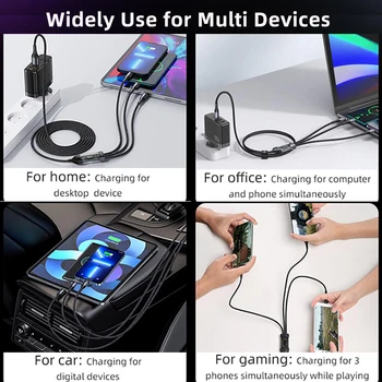 USAMS 100W 3 in 1 Type C Cable Digital Display PD Fast Charging Cable USB C 3 in1 For iPhone iPad MacBook Xiaomi Samsung Huawei 5