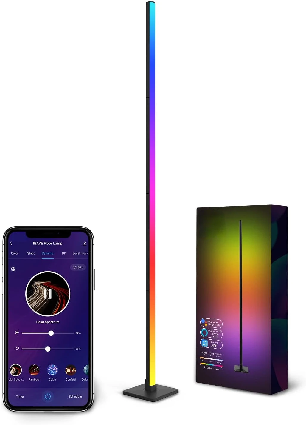 

Floor Lamp,LED Smart Floor Lamp,16 Million Colors, DIY & Scene Mode,Music Sync,compatible with Google Assistant and Alexa,Wi н