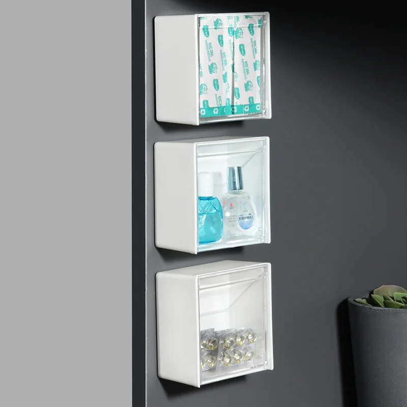 Bathroom Organizer Wall-mounted Storage Box for Cotton Pad Swabs Jewelry 4pc/lot cotton swab holder makeup organizer makeup storage box jewelry organizer jewelry box cosmetic storage box storage box
