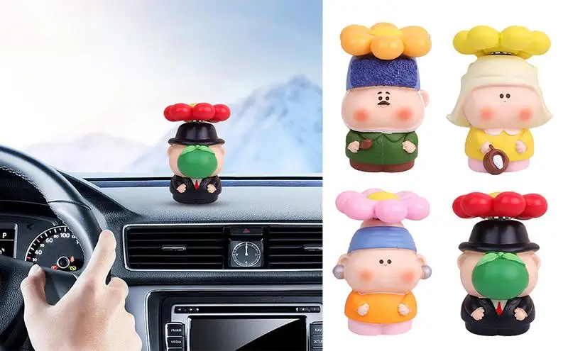 

Cute Car Interior Decoration Cartoon Flower Figure Dashboard Ornaments Auto Rearview Mirror decors for car home Birthday Gifts