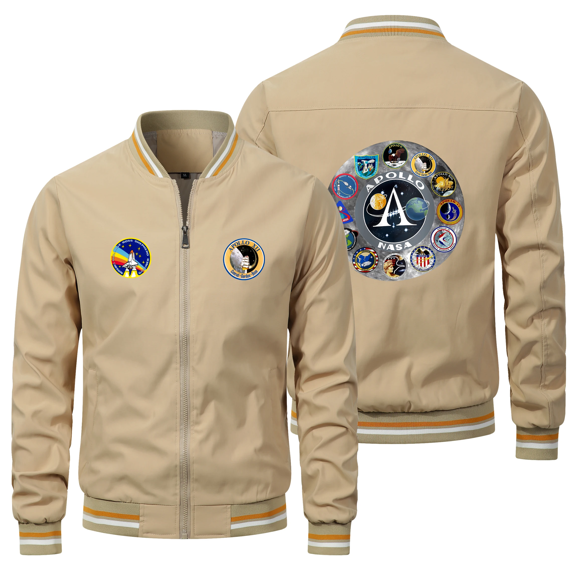 Automne Homme Biker Jacket Clothing Round Neck Spaceship Printed Pattern Jacket Coat Street Fashion Couple Baseball Jacket Coat