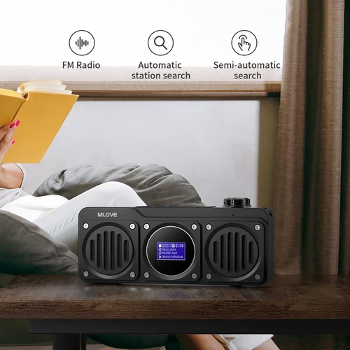MLOVE BV810 휴대용 블루투스 스피커, FM 라디오, 방수 스피커, LCD 화면 디스플레이, HD 무료 통화, 마이크로 SD 카드 슬롯 5