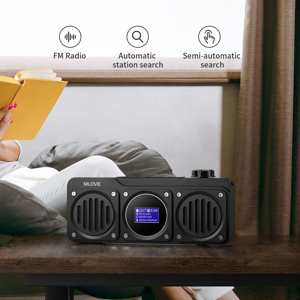 MLOVE BV810 Portable Bluetooth Speaker with FM Radio,  Waterproof Speaker , LCD Screen Display, HD Free Call, Micro SD Card Slot 5