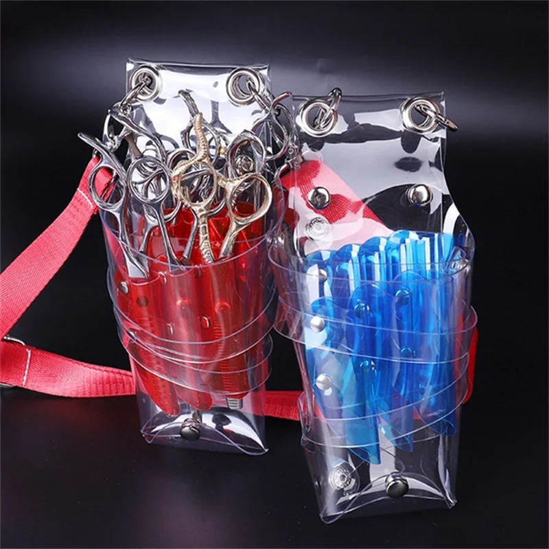Professional 1PC 7 Pockets Barber Scissor Holder Case PVC Hair Scissors Bag Scissors Pouch With Belt Salon Hairdressing Tool
