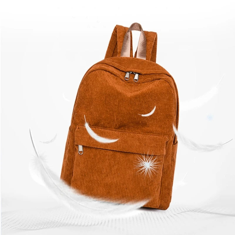 Women Casual Corduroy Backpack Soft Kids School Bag Travel College Daypack