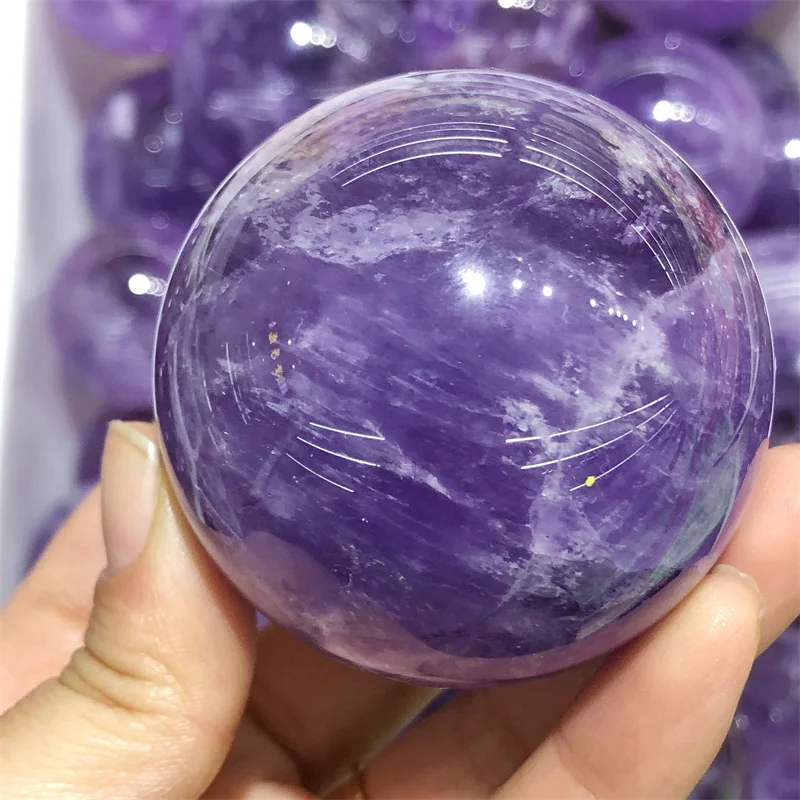 

5.3CM Natural Amethyst Sphere Polished Globe Massaging Reiki Healing Stone Home Decoration Exquisite Gifts Souvenirs Gift