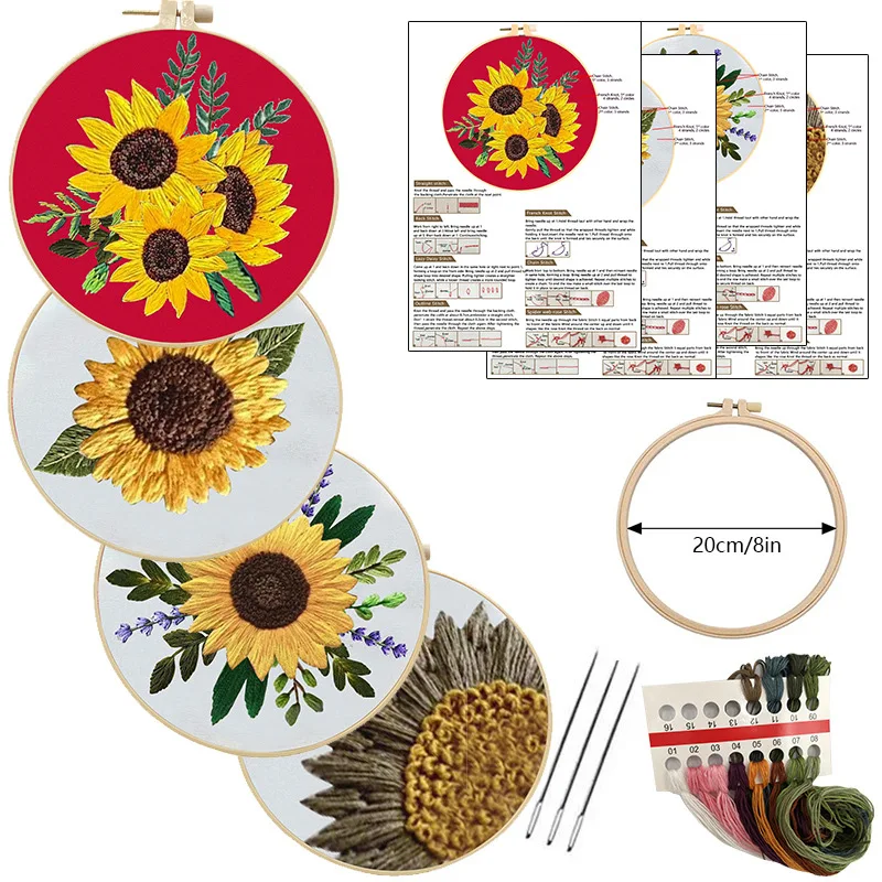 Mimosa EM237, Embroidery Pattern KIT and PDF Starter Kit Needlepoint Kit  Adult Craft Kit Stamped Needlepoint Kit Set 