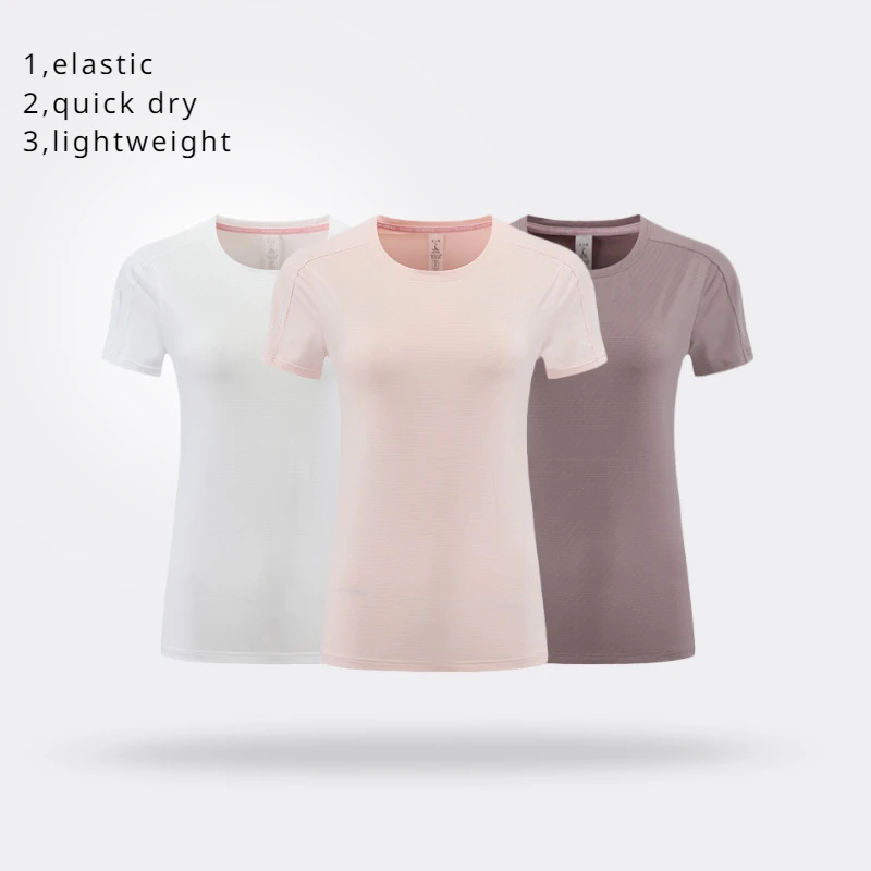 

Sports T Shirt Women Summer Gym Athletic Short Sleeve Sportwear Quick Dry Yoga Fitness Running Elastic Professional Training Top