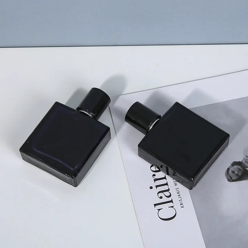 Refillable Portable Black Glass Perfume Spray Atomizer - 30/50/100ml