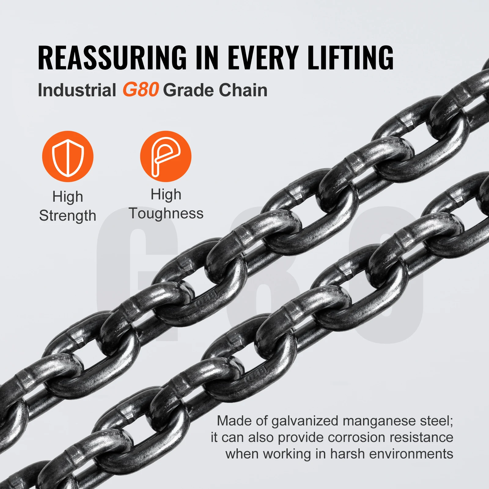 Manual Hand Chain Hoist VEVOR 1/2/3T Manual Hand Chain Hoist G80 Galvanized Carbon Steel with Double-Pawl Brake Auto Chain Leading 360&deg; Rotation Hook
