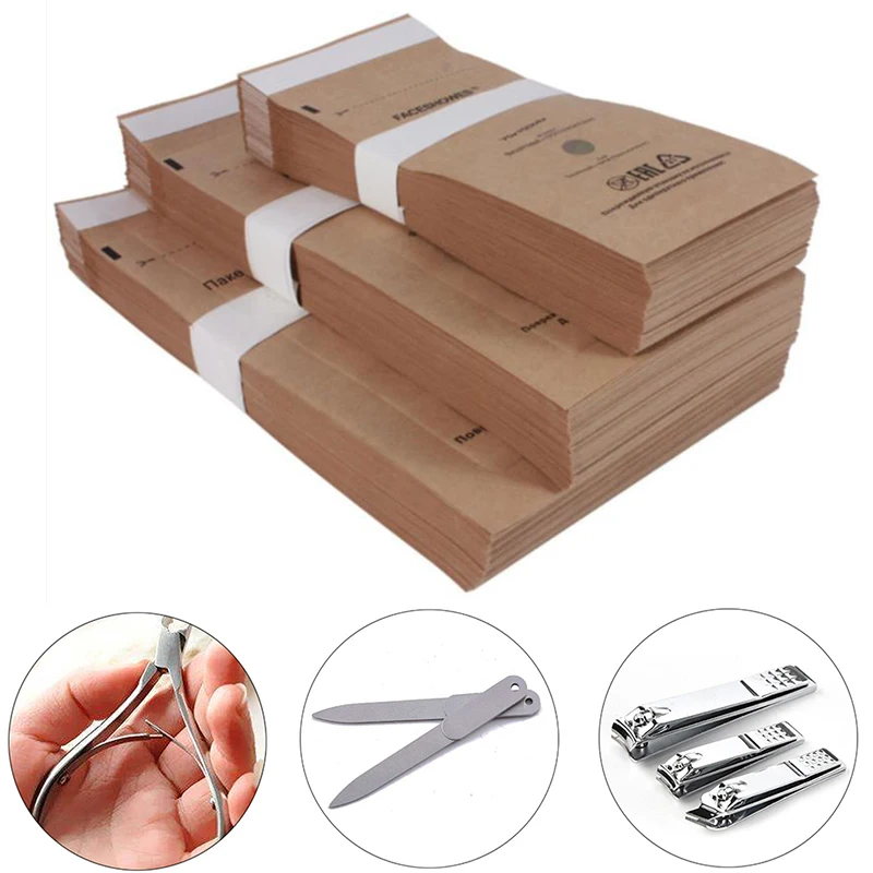 50Pcs Sterilization Nail Bag Manicure High temperature cleaning Pouch Accessorie