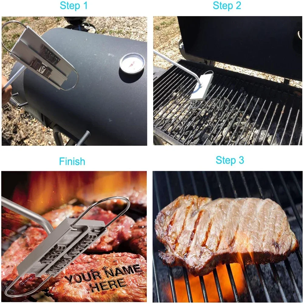 BBQ Branding Iron 55Letters DIY Barbecue Letter Printed Steak Tool Meat Grill Forks Barbecue Tool Accessories