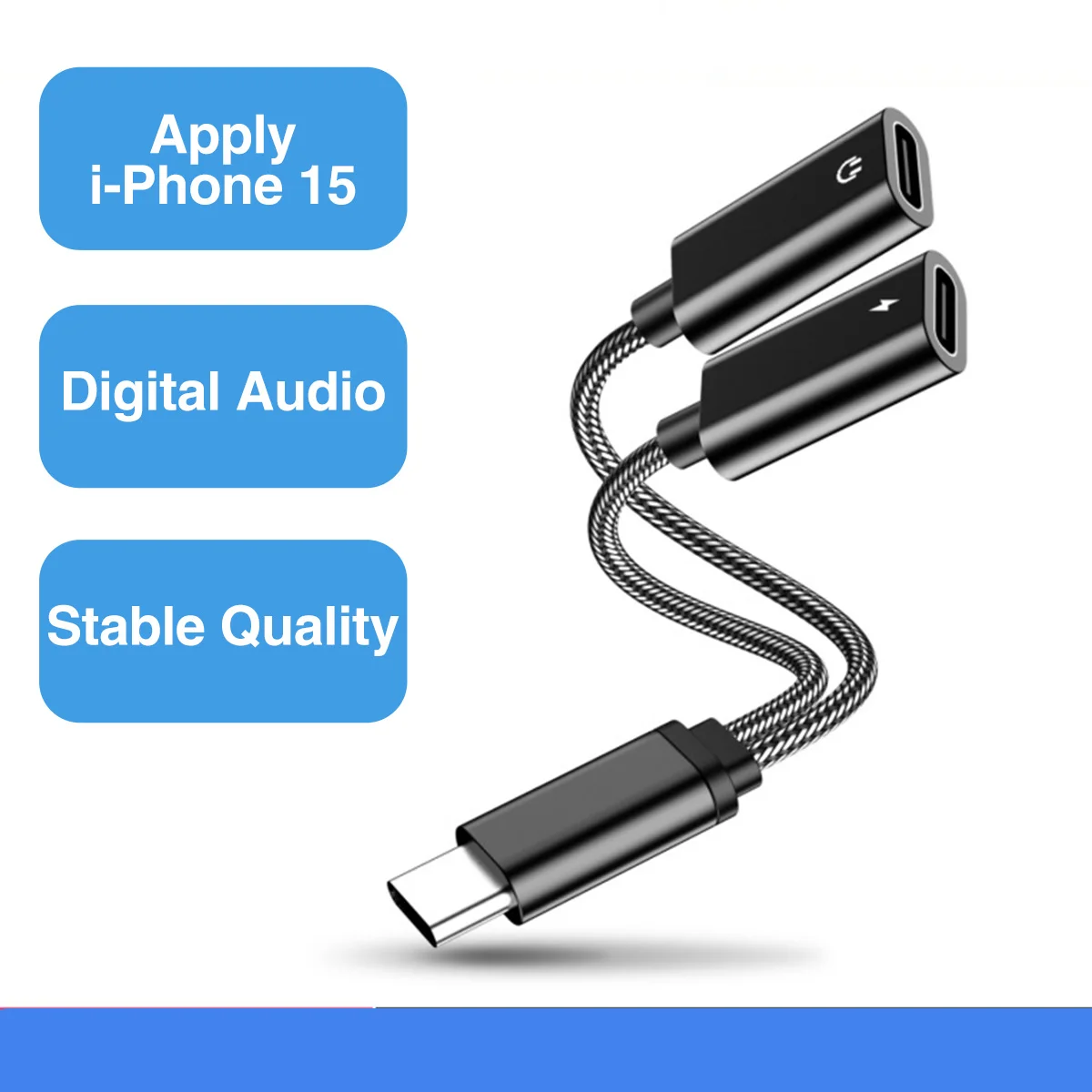 2 in 1 USB Type C - 3.5mm 헤드폰 및 충전기 어댑터, USB C - C Aux 오디오 잭 고해상도 DAC 및 고속 충전 케이블