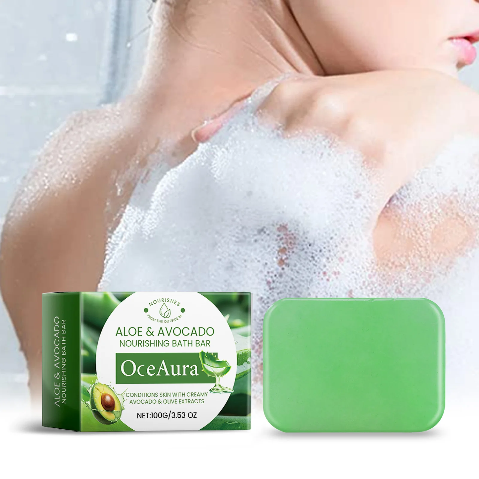 OceAura Avocado Nourishing Bath Bar Calming and Soothing Soap Gently Cleanse the Skin Helping to Remove Dirt and Excess Oil