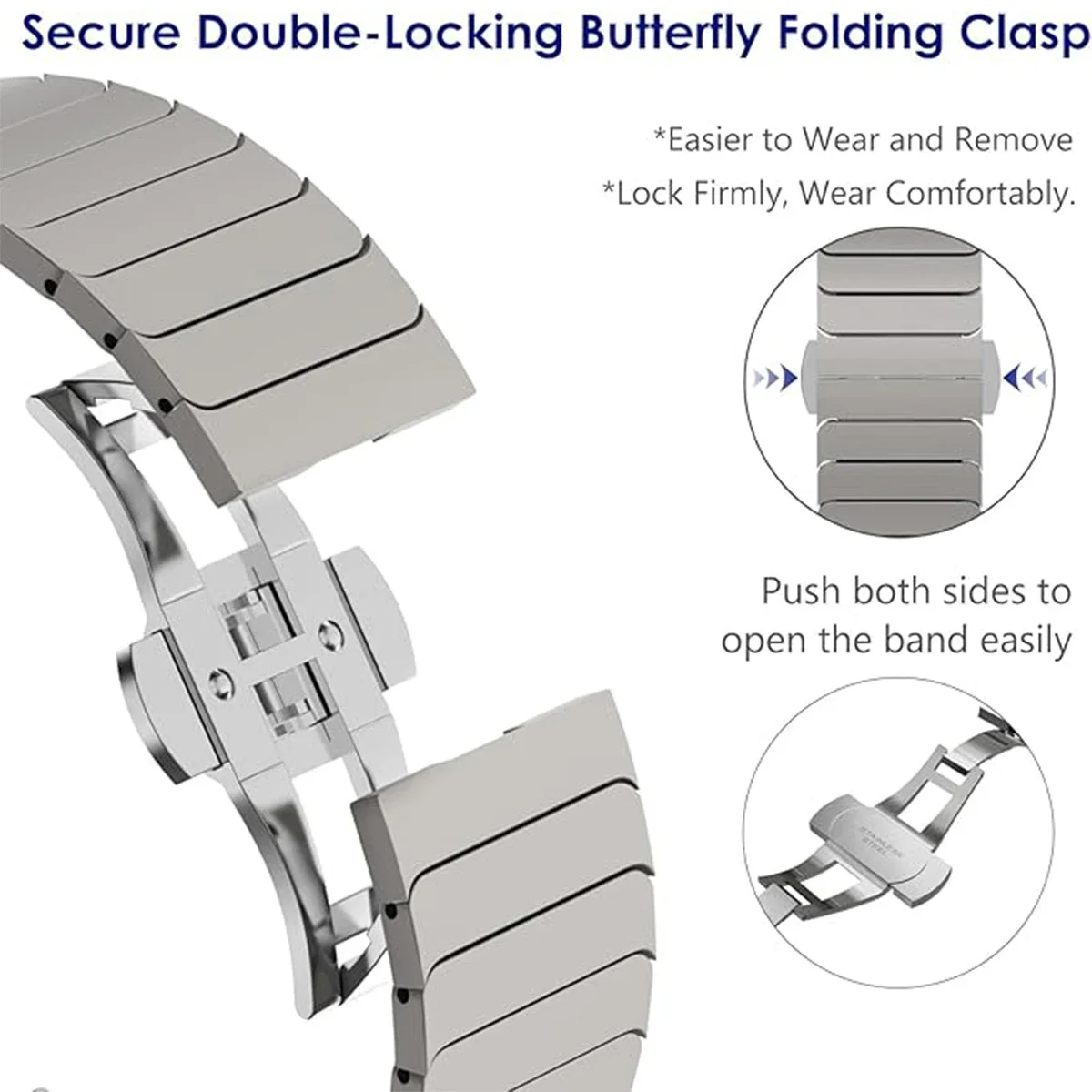 Stainless Steel/Titanium No-Gap Metal Bracelet Strap