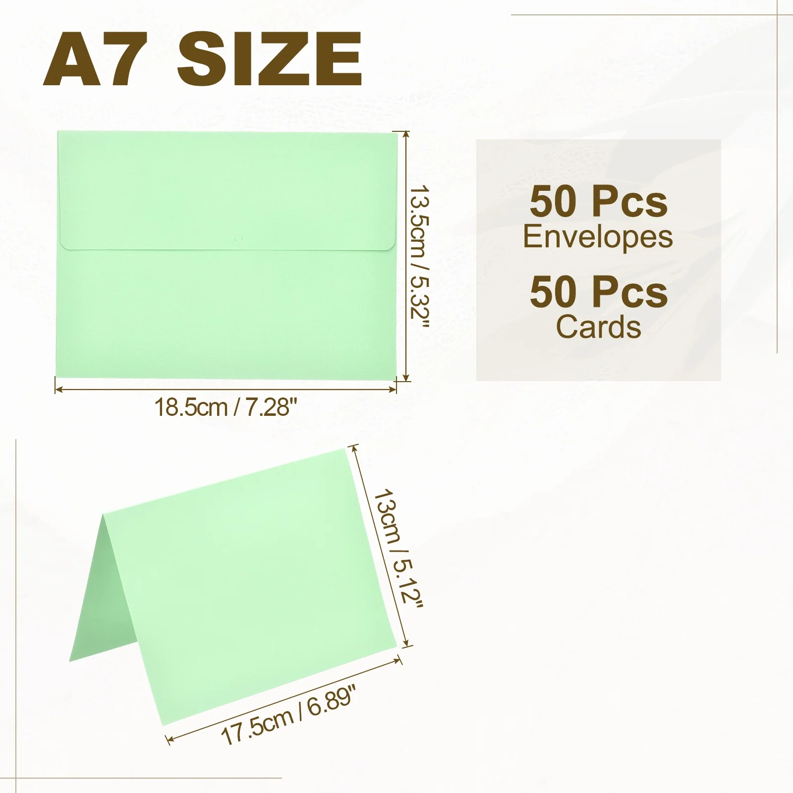 50-Set A7 Self-Seal Envelopes with Folded Cardstock for Invitations and Greeting Cards