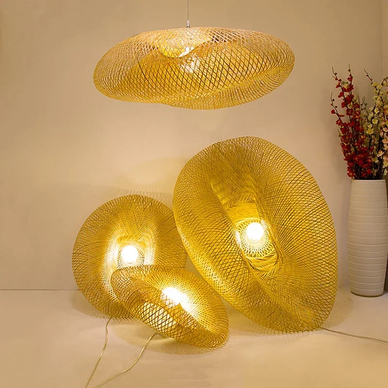Pendant Lights Pendant Lamp Chandelier Lighting Vintage Pendant Lights Rope Pendant Lamp HandMade Vintage Bamboo Weaving LED Pendant Light Home Hanging Chandelier Lighting Living Room Kitchen Rattan Woven Lamp